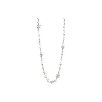 CHANEL Cc Logo Long Necklace Rhinestone Necklace