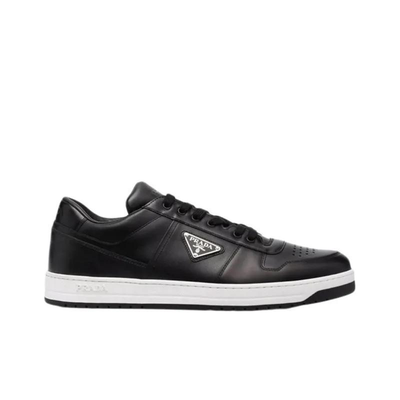 PRADA Downtown Low Top Sneakers Leather Black Black White-1
