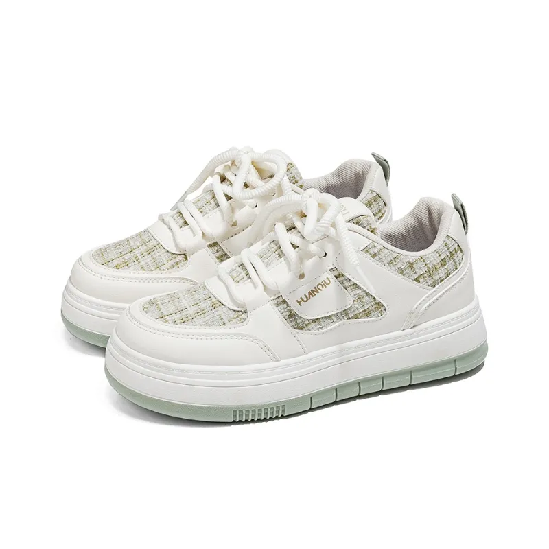 HUANQIU Cushioning Wear Resistant Low Top Skateboard Shoes Women's Matcha Green-2