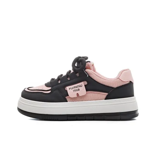 HUANQIU Durable Breathable Low Top Skateboard Shoes Women's Black Pink