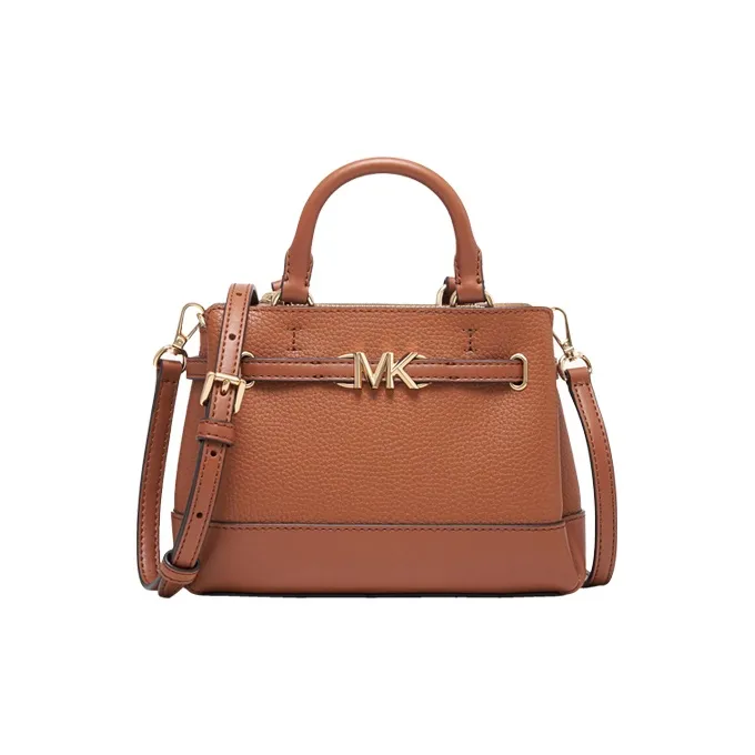 MICHAEL KORS Reed Leather Crossbody Bag, Handbag Mini Women's Pink/Black/Milk White/Leather Brown-8