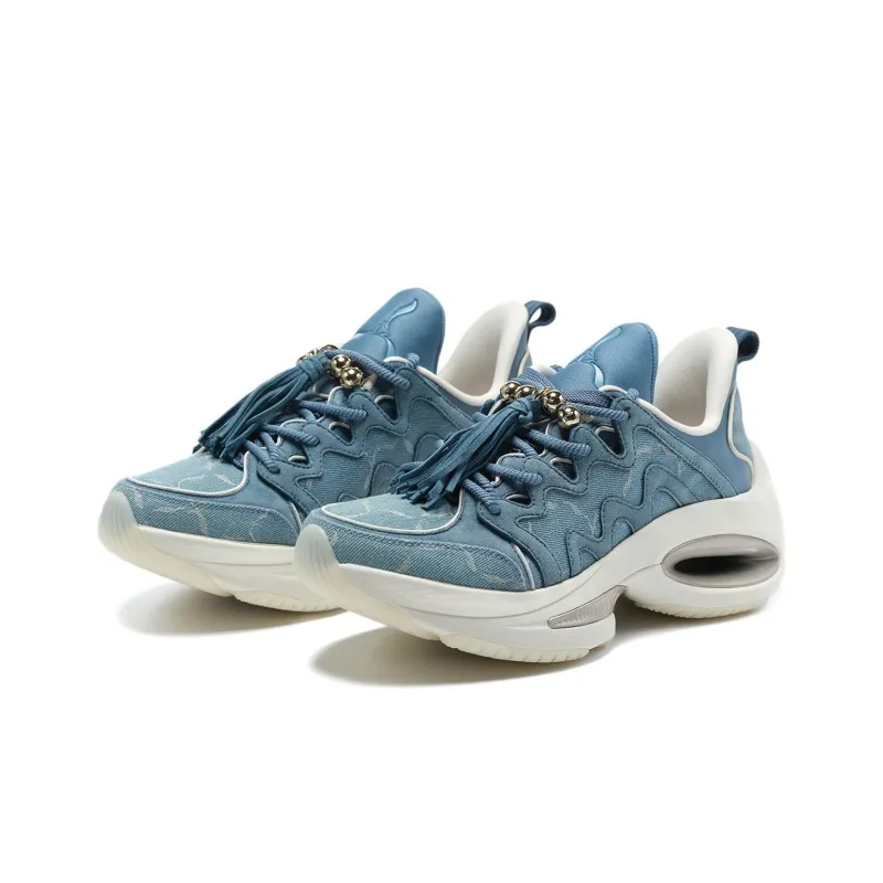 LI NING 1990 Heart Dance Chunky Sneakers Women's Low Top Love Sea Blue-1