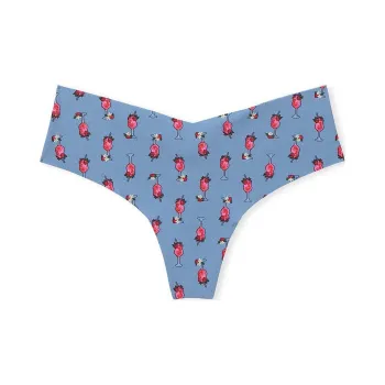 Victoria's Secret No-Show ThongPanty/FadedDenimDaiquiris Underpants Women's 1 Pack Blue Print