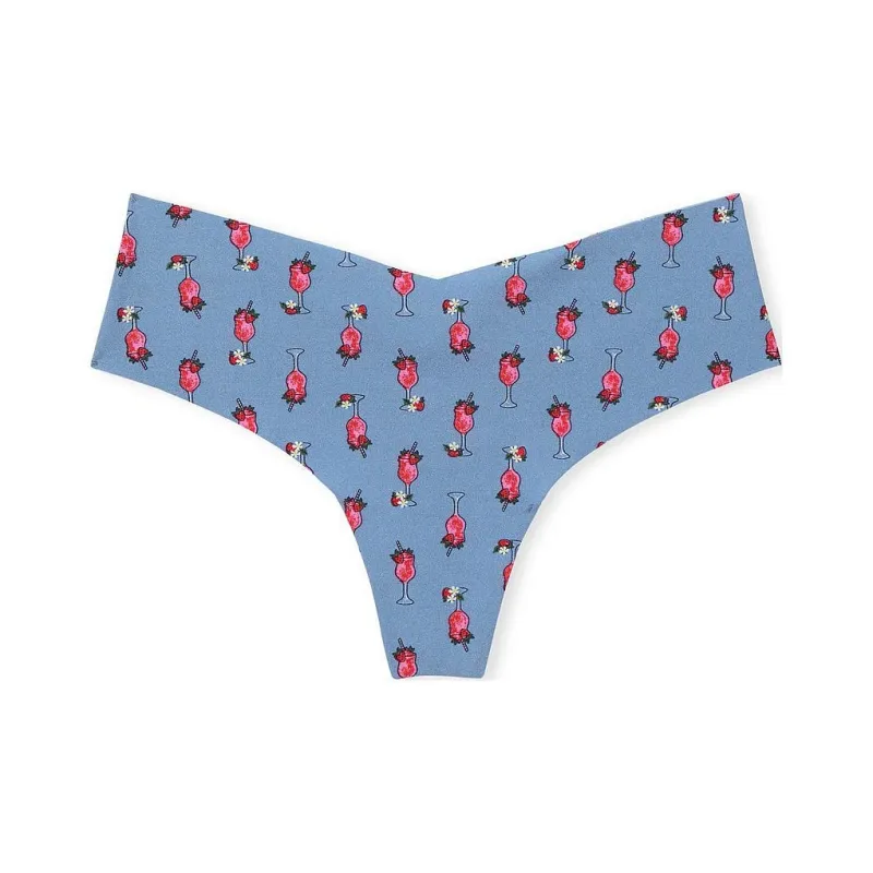 Victoria's Secret No-Show ThongPanty/FadedDenimDaiquiris Underpants Women's 1 Pack Blue Print-0