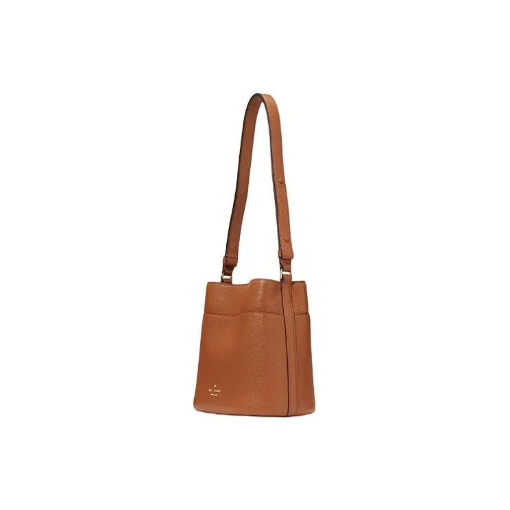 Kate Spade Leila Cow Leather Bucket Bag Handbag Shoulder Bag Crossbody Bag Small Size Women's Brown-1
