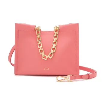 ELLE Cow Split Leather Crossbody Bag Women's Peach Pink/Camel