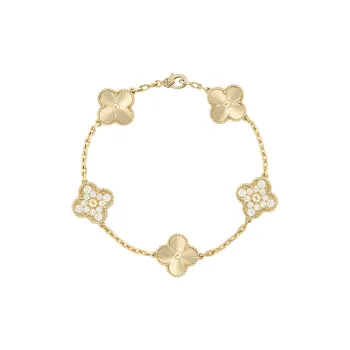Van Cleef & Arpels Alhambra Four Leaf Lucky Series 18K Gold Bracelets Women's Gold