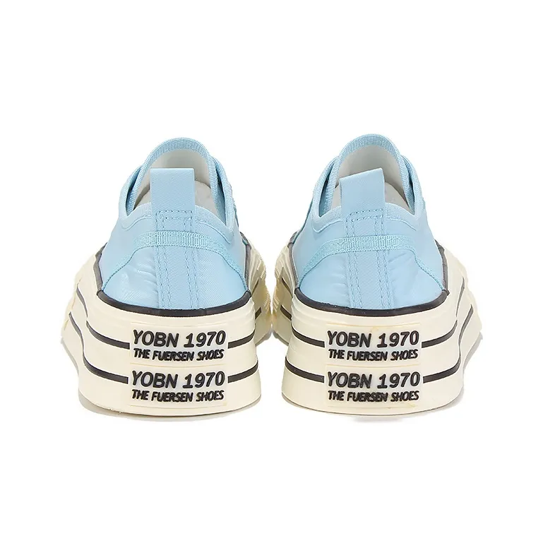 Yobn Breathable Height Increasing Low Top Canvas Shoes Women's Light Blue-6
