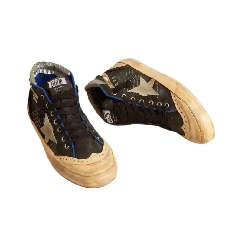 Golden Goose Mid Star Mid-Top Canvas Shoes Women's Black-3