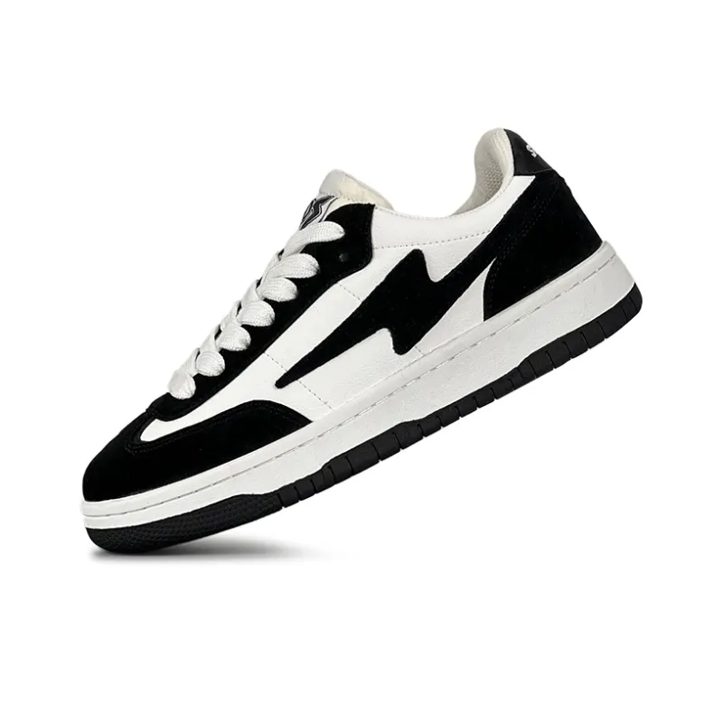 LuzaoT SUPER DRAG Anti Slip Wear Resistant Low Top Skateboard Shoes Unisex Black White-3