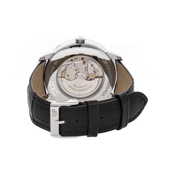 GP Automatic Mechanical Movement Men's Watches Watch 40mm Silver Dial Stainless Steel Case Crocodile Leather Strap-3