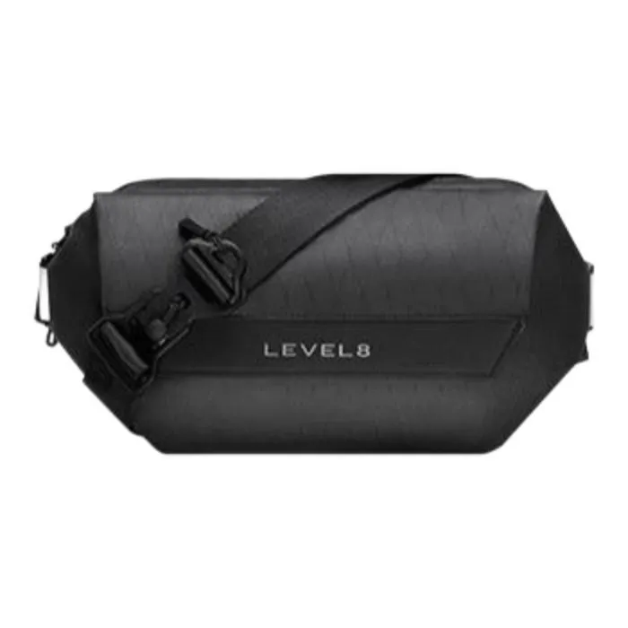 LEVEL8 Polyester Messenger Bag Techwear Sling Bag Shoulder Bag Unisex Night Black/Forest Green-1