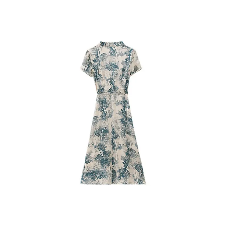 HUASJ Short Sleeved Dresses Women's Blue-1