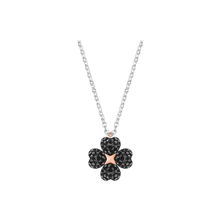 Swarovski Latisha Gold Plated Necklace, Silver Black Women's-0