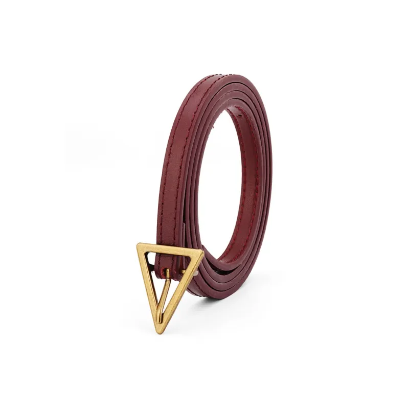 Cows Reign Vintage Triangle Pin Buckle Thin Top Grain Cow Leather Fashion Decoration Belt Leather Belts Women's-10