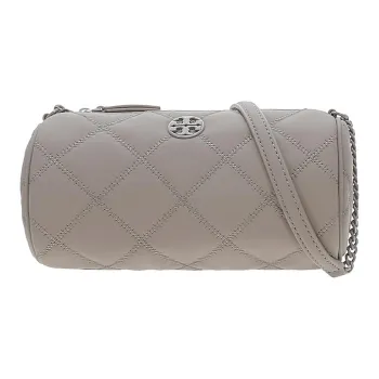 TORY BURCH Leather Cylinder Bag, Shoulder Bag, Crossbody Bag Trumpets Women's Gray