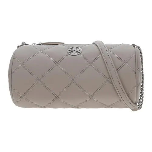TORY BURCH Leather Cylinder Bag, Shoulder Bag, Crossbody Bag Trumpets Women's Gray