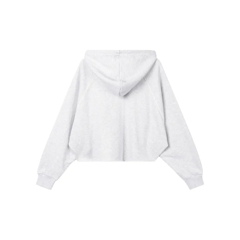 Adidas Originals Cropped Hoodie Sweatshirt Women's Light Heather Gray-1