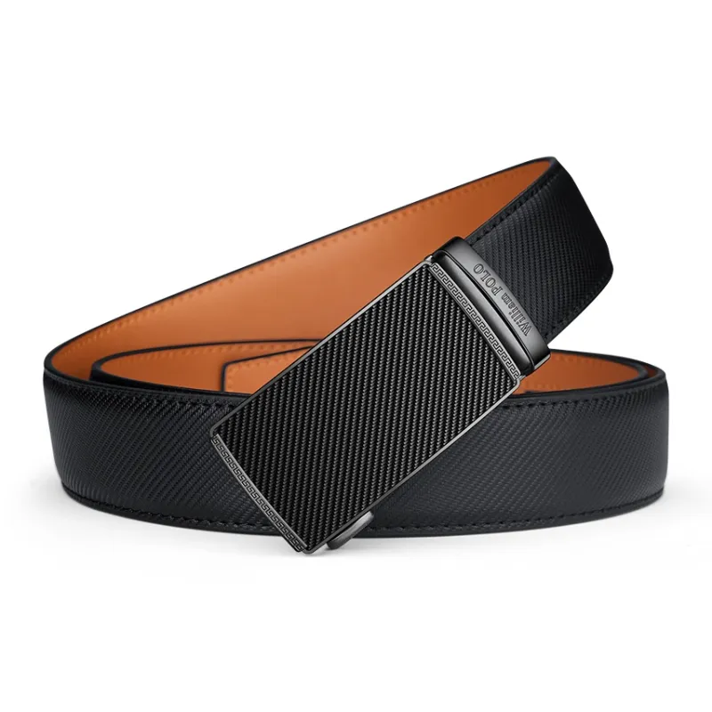 WilliamPOLO Cow Leather Leather Belts Men's Gunmetal 3.5cm-3