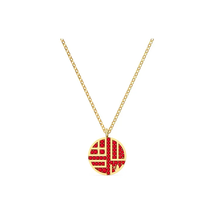 Swarovski Full Blessing Gold Tone Plated Necklaces Women's Red-0