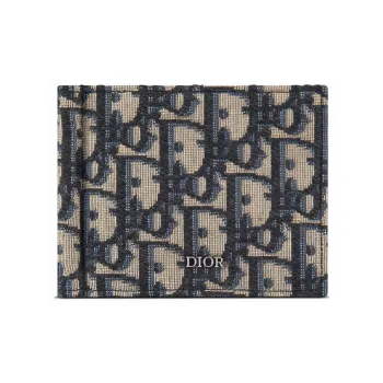 DIOR Jacquard Fabric Wallet Men's Beige/Black