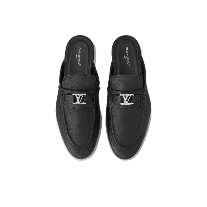 LOUIS VUITTON Estate Slip Resistant Fashion Slippers Men's Black-4