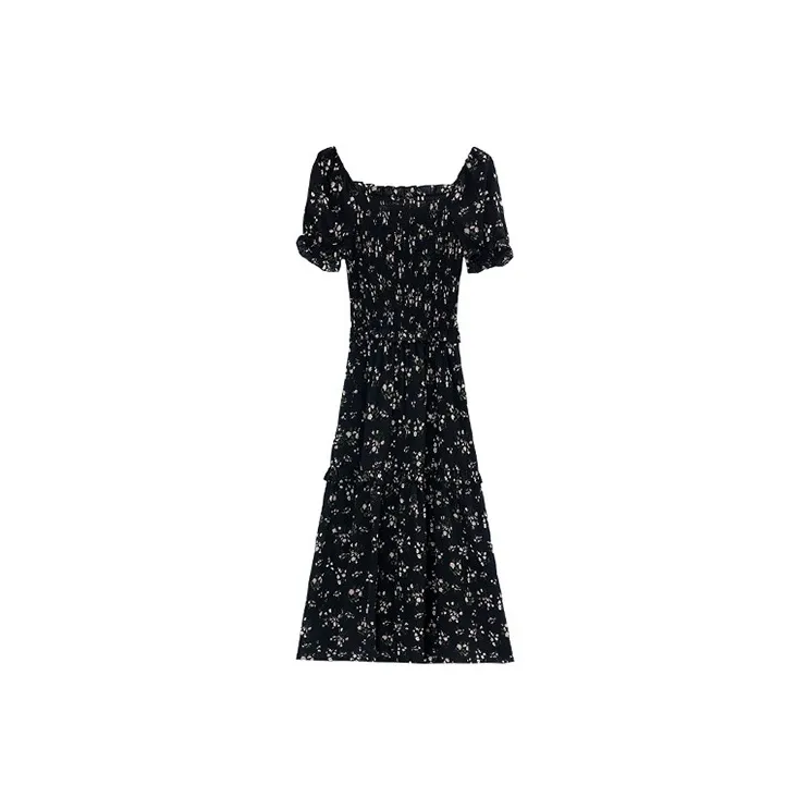 HUASJ Short Sleeved Dresses Women's Black-1