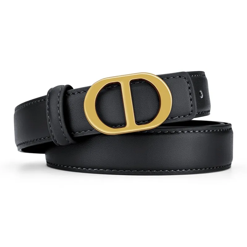 WilliamPOLO Cow Leather Leather Belts Women's Black 2.4cm Width-2