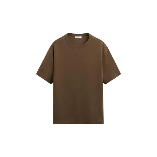 ZARA T-Shirts Men Brown