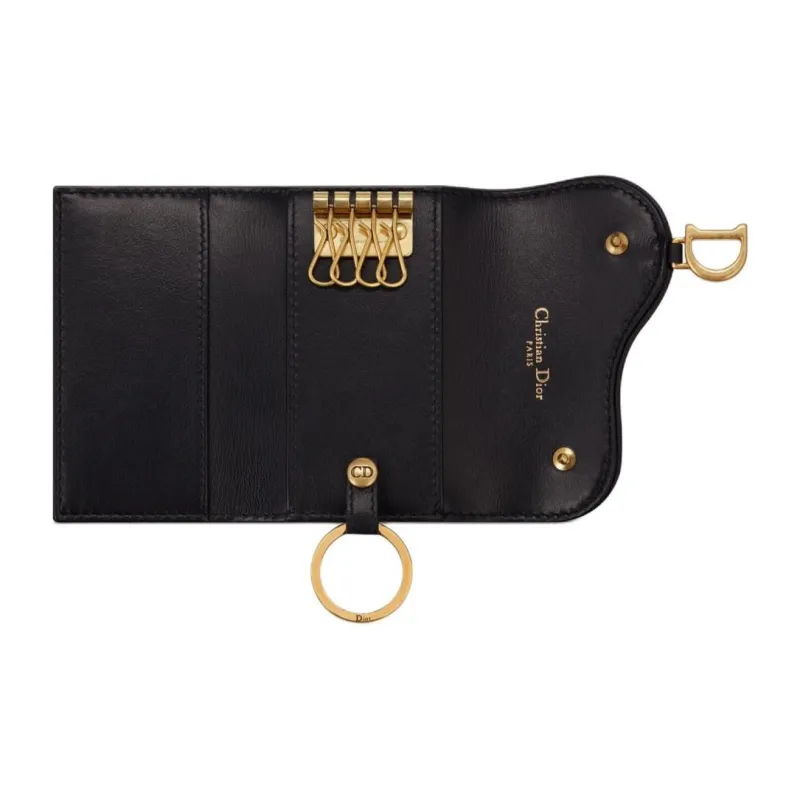 DIOR Oblique Jacquard Fabric Key Pouch Women's Brown & Beige-3