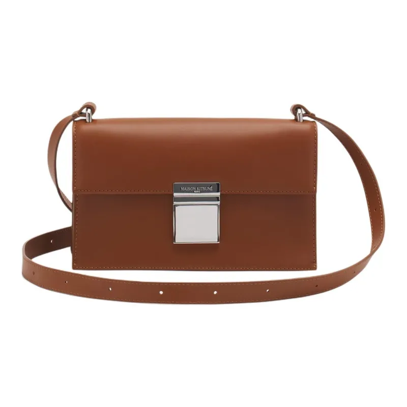 Maison Kitsune Cow Leather Shoulder Bag Crossbody Bag Women's Brown-0