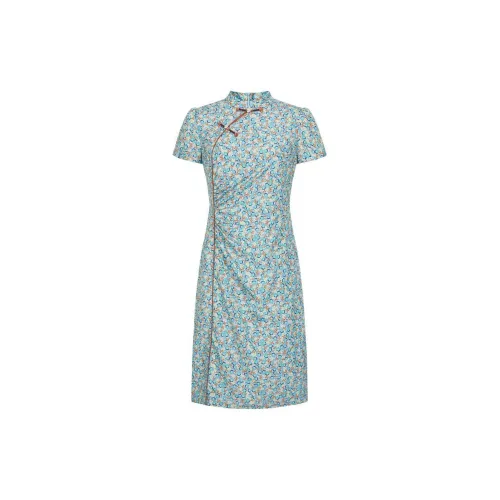 JZ. ANNAKRO Short-Sleeved Dresses Women's Floral Sky Blue