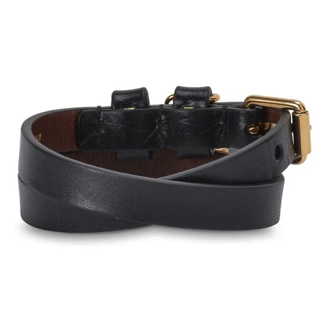 Alexander McQueen Double Wrap Leather Bracelet-2