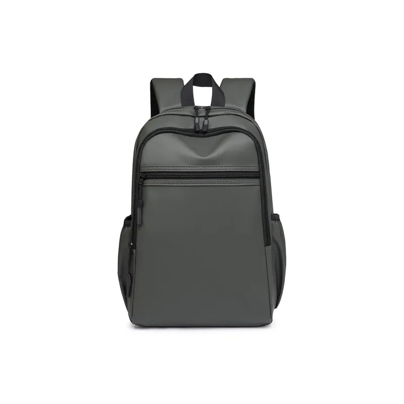 KINGSONS PU Backpack Men's Gray/Black/Green-16