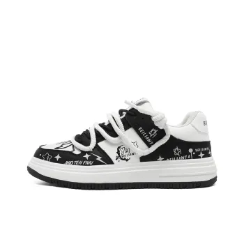 BEILIANYA Skateboard Shoes Unisex Low Top White/White Black/Moonlight Blue/Navy Blue/Mismatched/White Black All Over Print