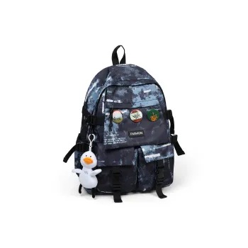 Kevin Cohen Fabric Backpack Laptop Bag Regular Unisex Black/Ecru/Blue