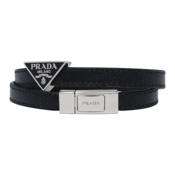 PRADA Calfskin Wristbands Men's Black