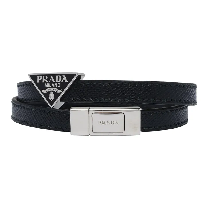 PRADA Calfskin Wristbands Men's Black-0