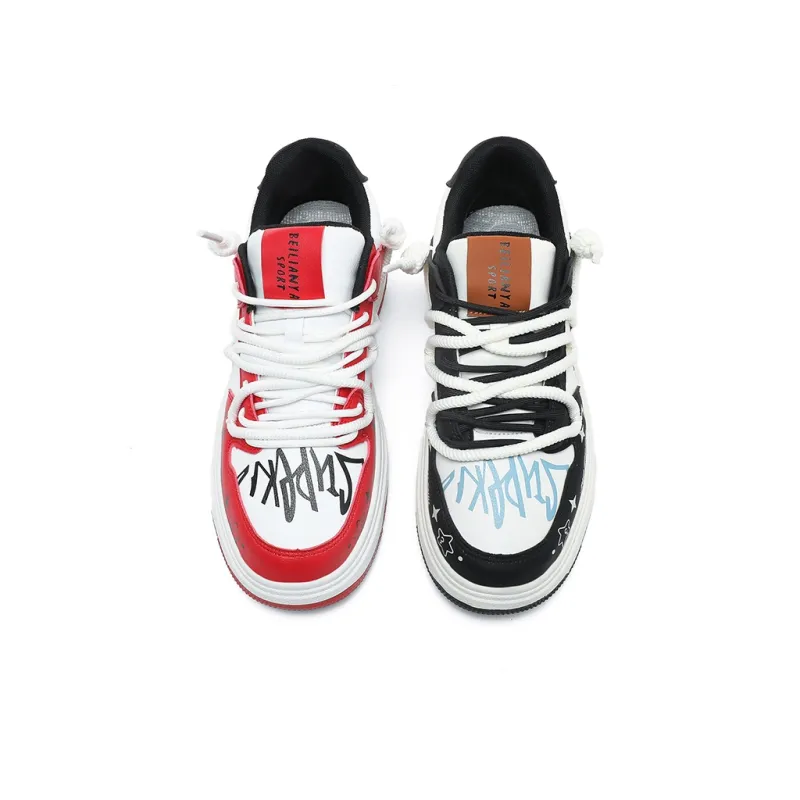 BEILIANYA Skateboard Shoes Unisex Low Top White/White Black/Moonlight Blue/Navy Blue/Mismatched/White Black All Over Print-27