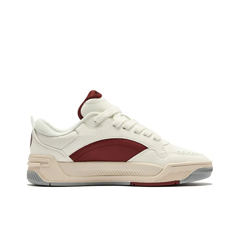 Erke Basi 2.0 Anti Slip Wear Resistant Low Top Skateboard Shoes Women's Microcrystal White Bordeaux Red-1