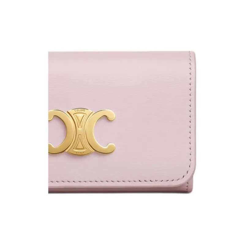 CELINE Triomphe Calfskin Key Pouch Women's Light Pink-4