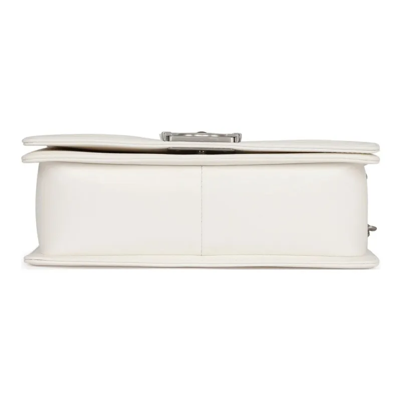 CHANEL Caviar Leather Shoulder Bag, Crossbody Bag Medium Size Women's White-6