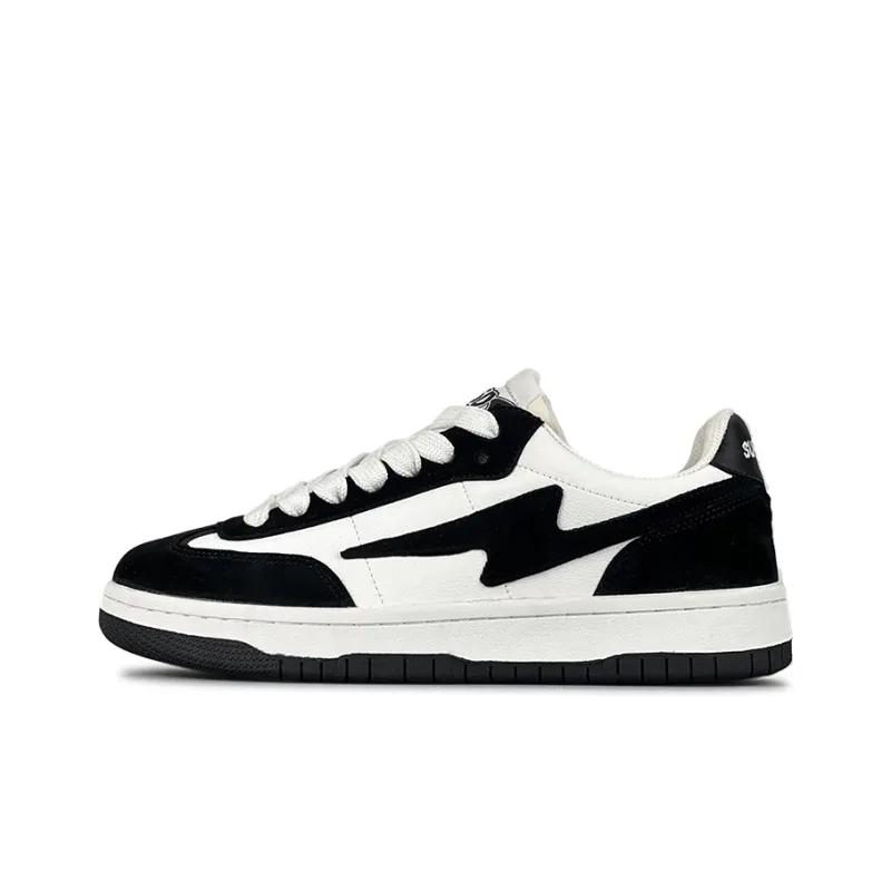 LuzaoT SUPER DRAG Anti Slip Wear Resistant Low Top Skateboard Shoes Unisex Black White-0