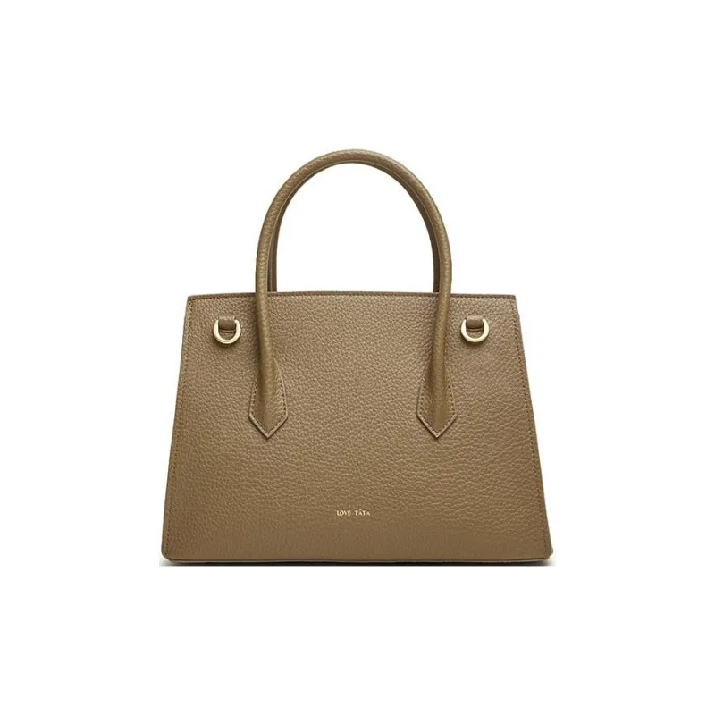Tata PU One Shoulder Handbag Small Size Women's Brown/White-2