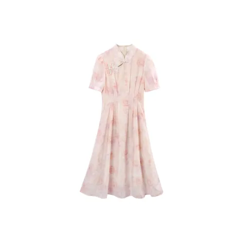 A Paradise For Awakening Short-Sleeved Dresses Women's Pink Purple
