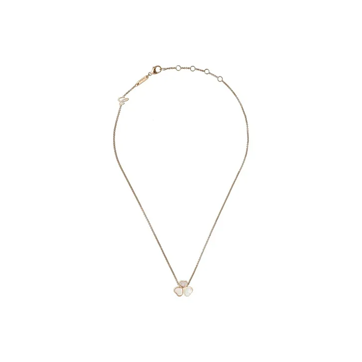 Chopard 18kt Rose Gold Happy Hearts Wings Diamond And Mother of pearl Pendant Necklace-3