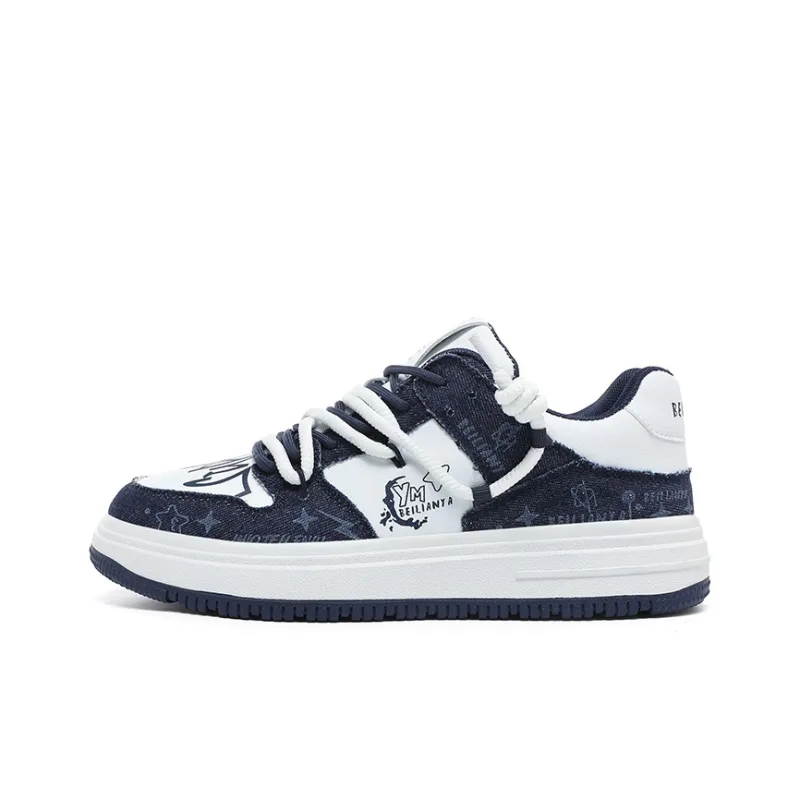 BEILIANYA Skateboard Shoes Unisex Low Top White/White Black/Moonlight Blue/Navy Blue/Mismatched/White Black All Over Print-15