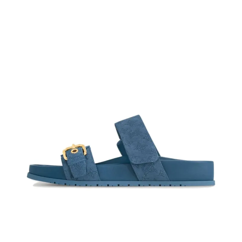 LOUIS VUITTON Bom Dia Slip Resistant Fashion Slippers Women's Blue-0