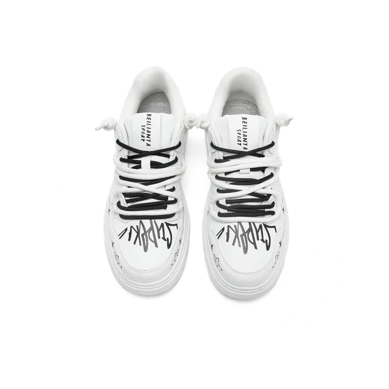 BEILIANYA Skateboard Shoes Unisex Low Top White/White Black/Moonlight Blue/Navy Blue/Mismatched/White Black All Over Print-8