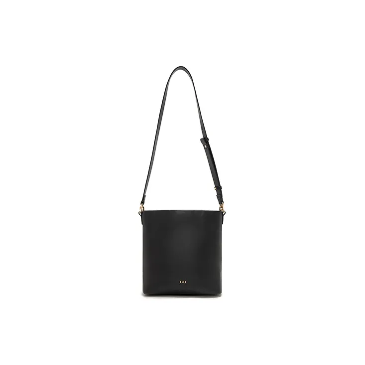 ELLE Cow Leather Crossbody Bag Regular Women's Black/Ivory White-2